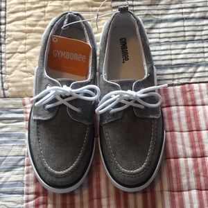 Gymboree Boys sz 4 lace boat shoes grayish /black
